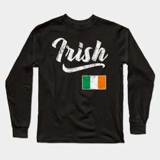 Irish Flag Of Ireland St Patrick's Day Vintage Fade Long Sleeve T-Shirt